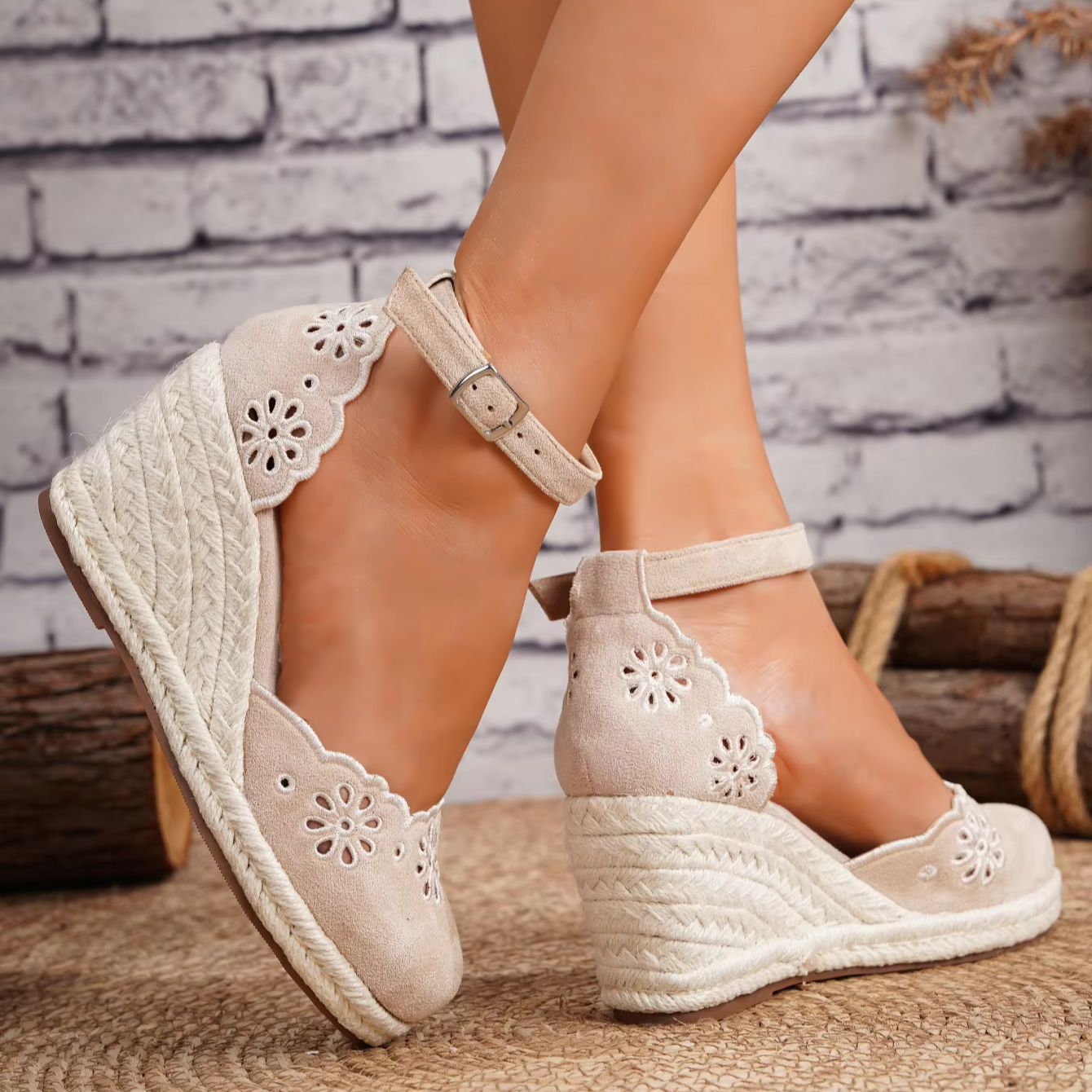 Espadrille Wedge Shoes - LIHUAMAO Suede Espadrilles shoes women wedges