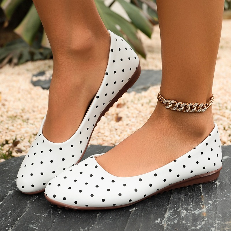 Ladies White Polka Dot Flats R - đánh giá và giá Women Shoes Wedges