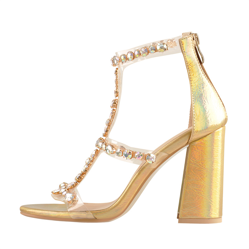 Onlymaker Women Gold Rhineston - đánh giá và giá Clear Strap Heel