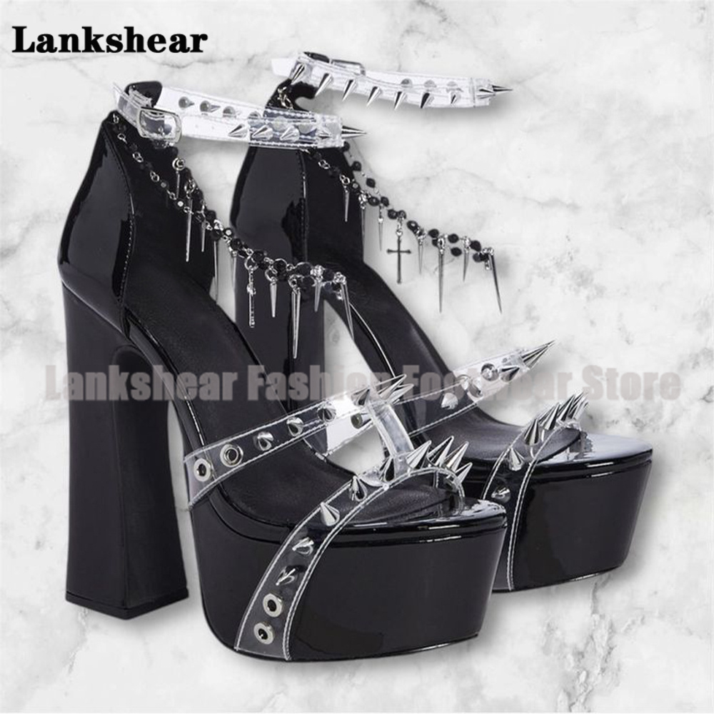 Platform Studded Clear Pvc San - đánh giá và giá Clear Strap Heel