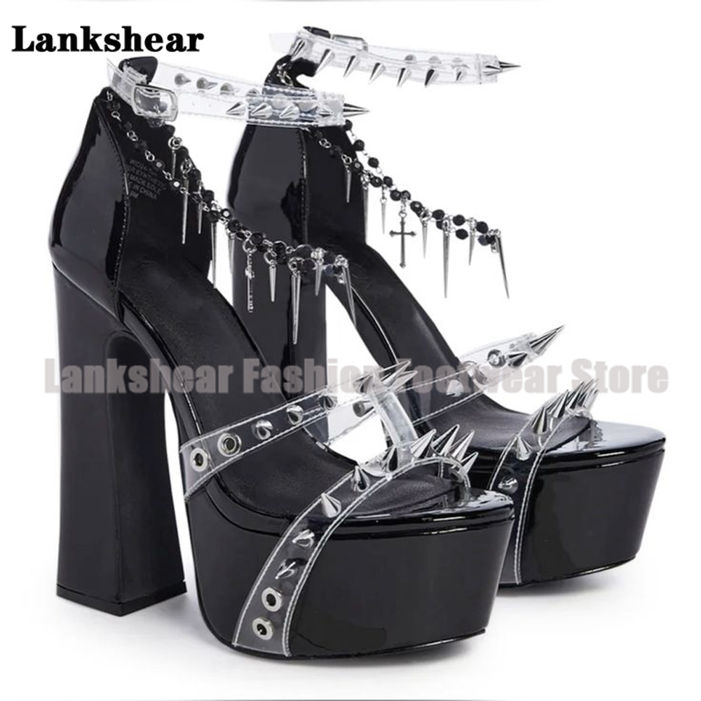 Platform Studded Clear Pvc San - đánh giá và giá Clear Strap Heel