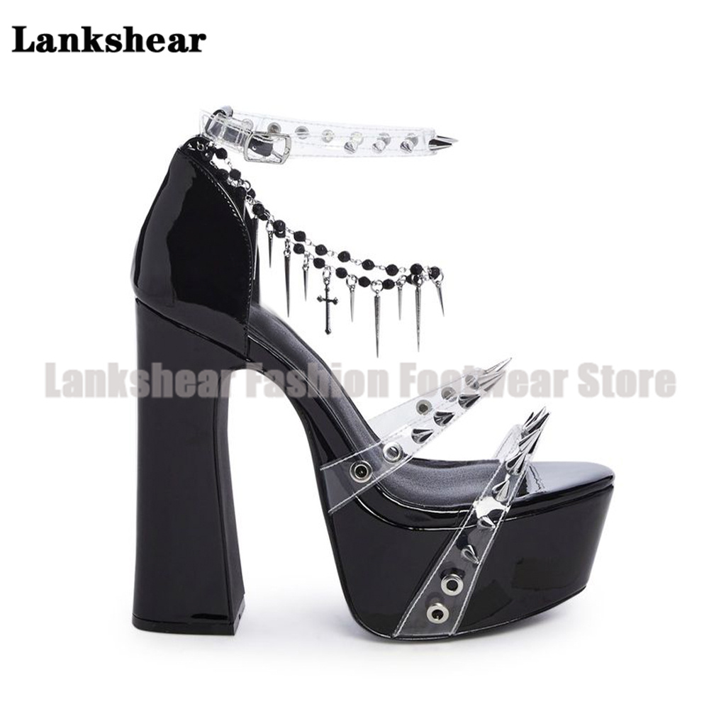 Platform Studded Clear Pvc San - đánh giá và giá Clear Strap Heel