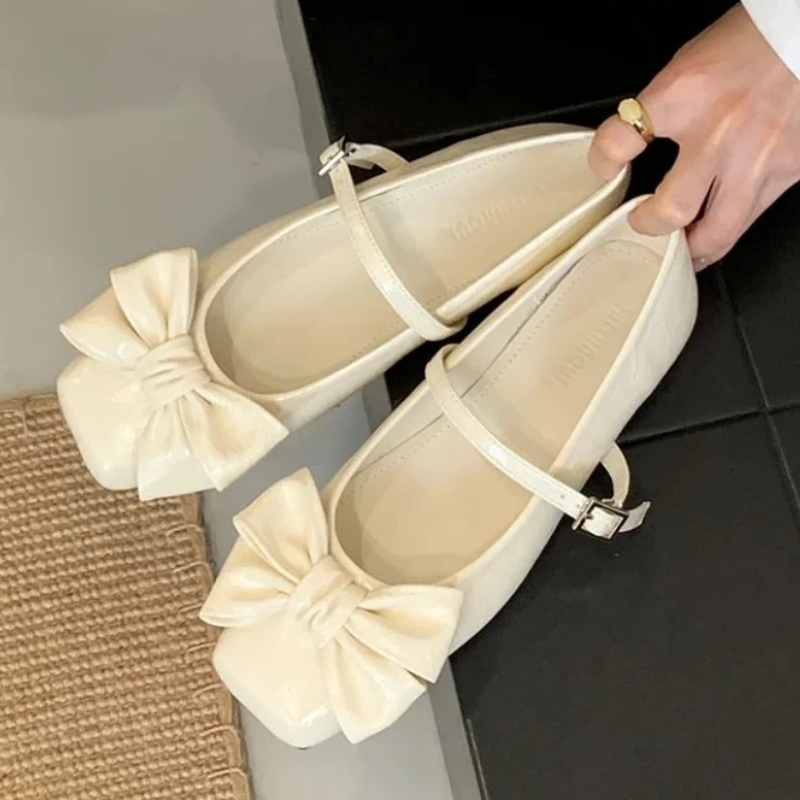 Cute Bowknot Square Toe Design - đánh giá và giá Women Shoes Branded