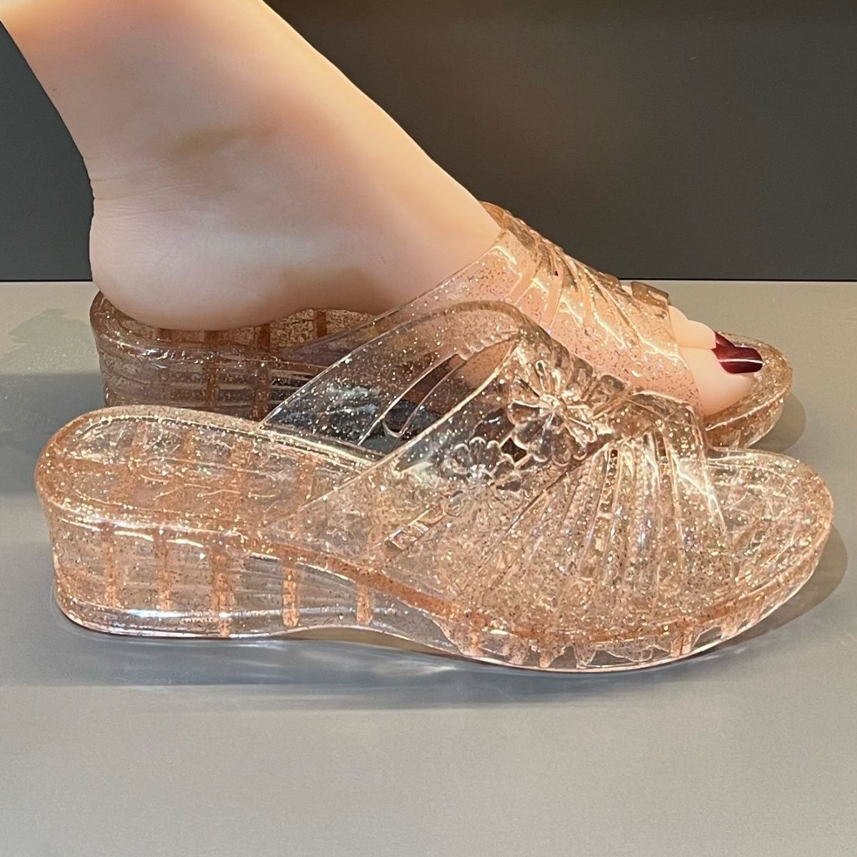 WFashion Purple Glitter Jelly  - đánh giá và giá Women Shoes Wedges