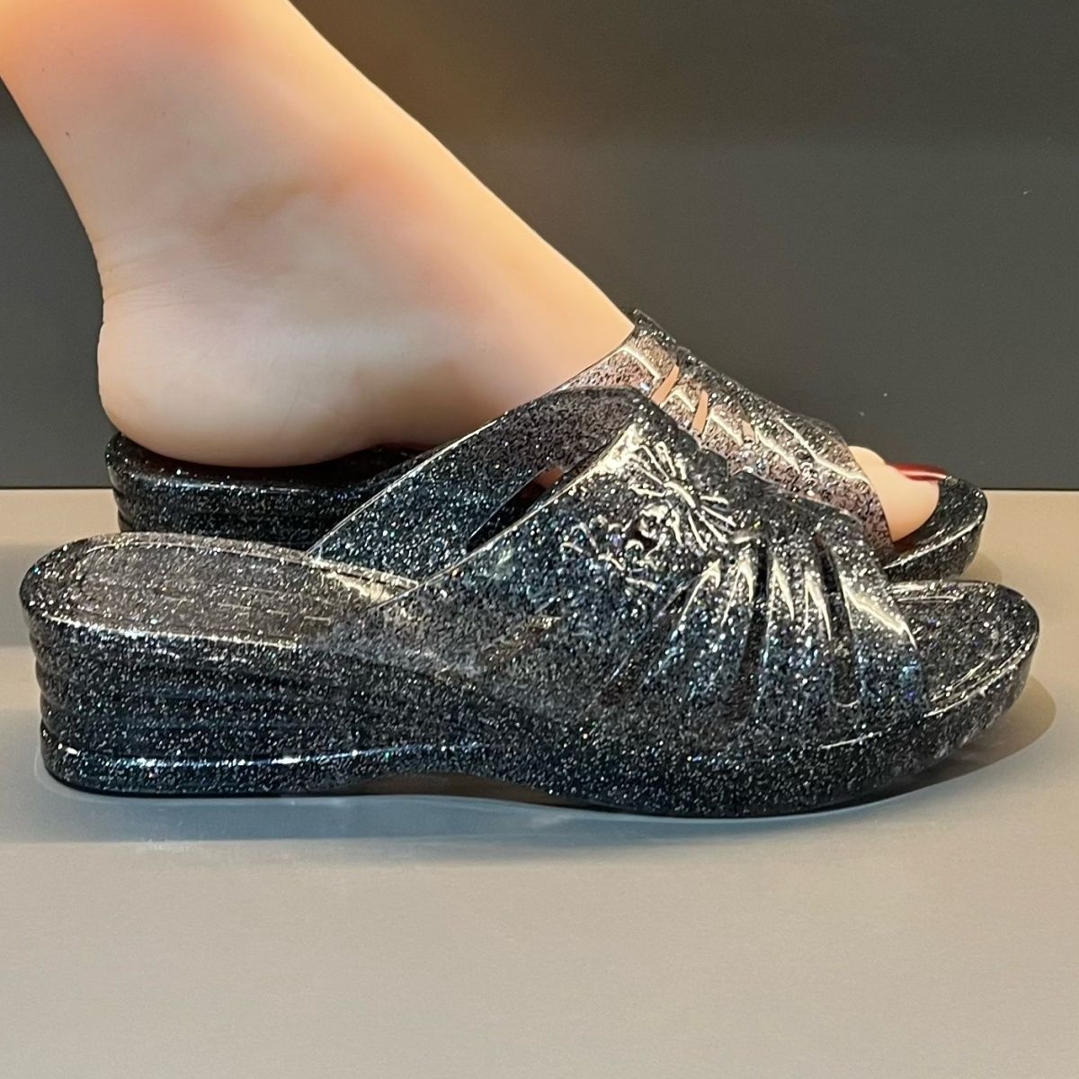 WFashion Purple Glitter Jelly  - đánh giá và giá Women Shoes Wedges