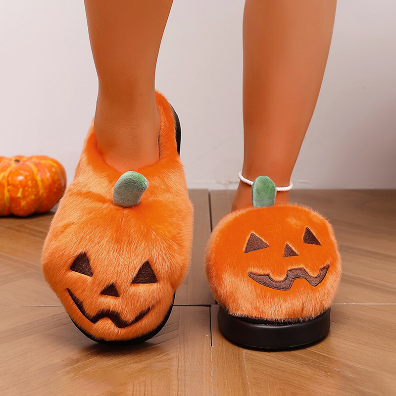 Halloween 3D Pumpkin Plush Sli - đánh giá và giá Women Shoes Winter