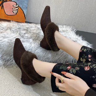 Platform Fleece-Lined Pointed  - đánh giá và giá Women Shoes Winter