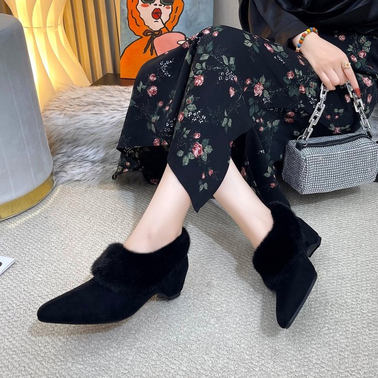 Platform Fleece-Lined Pointed  - đánh giá và giá Women Shoes Winter