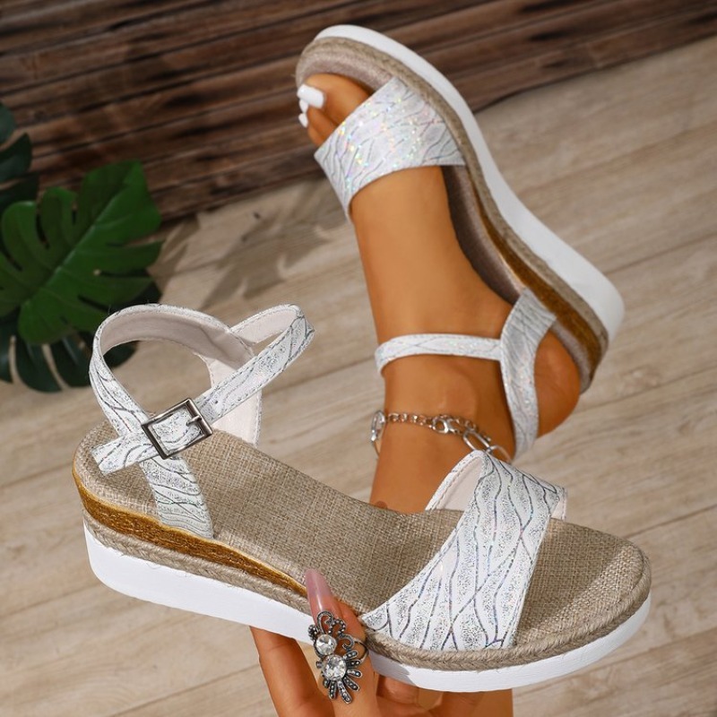 Wedge Sandals for Women White  - đánh giá và giá Espadrille Wedge Shoes